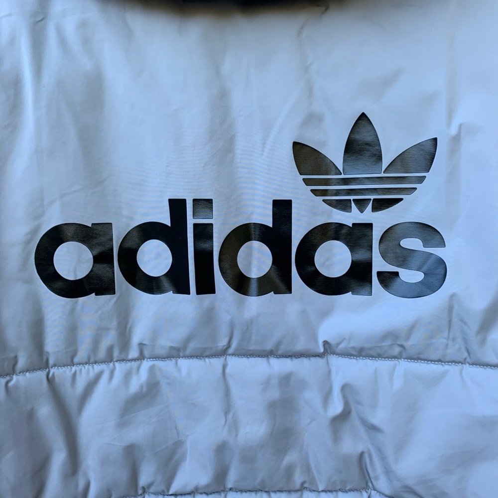 Adidas Originals light grey semi-cropped oversized zip up puffer jacket - Picture 8 of 16